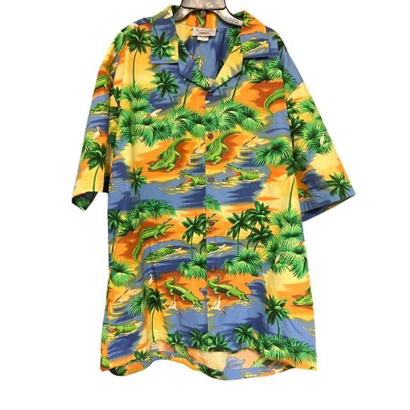 VTG Pacific Legend Hawaiian Shirt Floral Made in Hawaii USA Alligator Beach XL - Picture 2 of 7